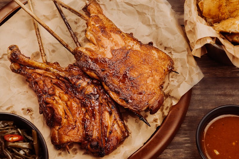 Smoked chicken halves from 4 rivers BBQ