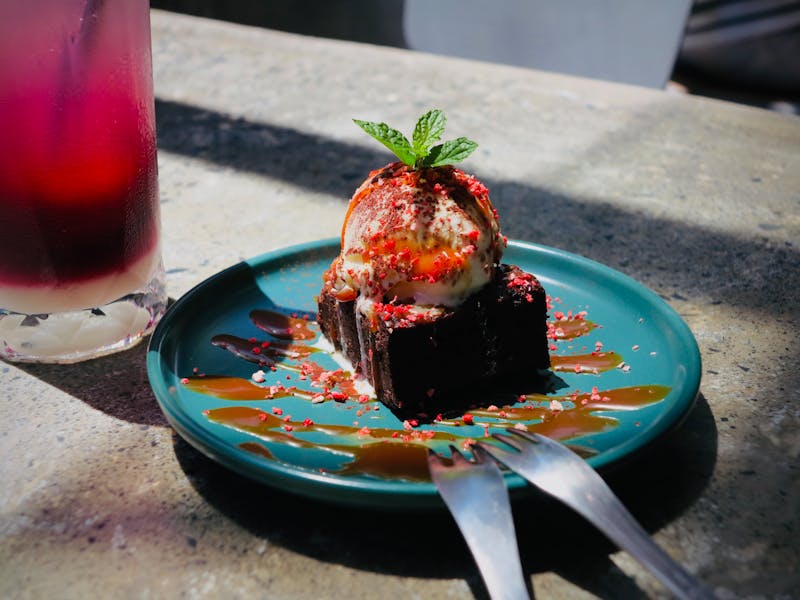 Chocolate brownie sundae at 4 rivers